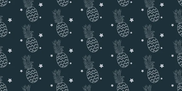 Unique Abstract Summer Pineapple Fruits Seamless Pattern Background — Stock Vector