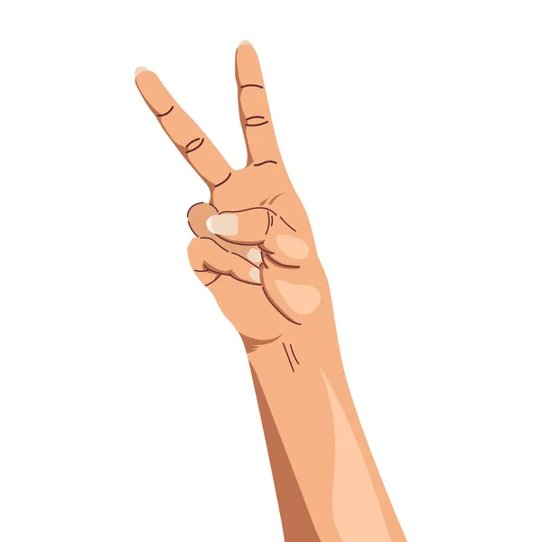 Ασιατική Απεικόνιση Χέρια Gesturing Σύμβολο Ειρήνης Λευκό Φόντο — Διανυσματικό Αρχείο