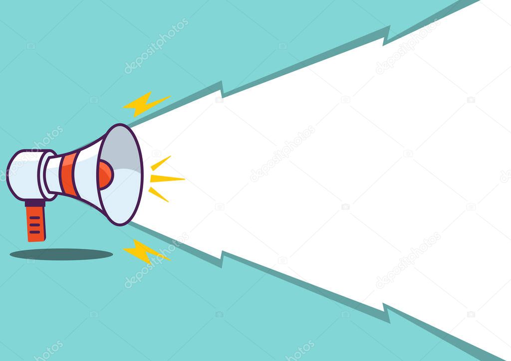 Simple flat megaphone toa speaker with speech bubble background