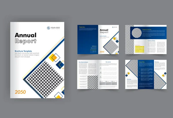 Annual Report Layout Design Business Bifold Brochure Minimalist Layout Style — Stock Vector
