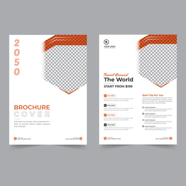Folheto Viagem Capa Brochura Design Modelo Folheto Negócios Forma Geométrica — Vetor de Stock