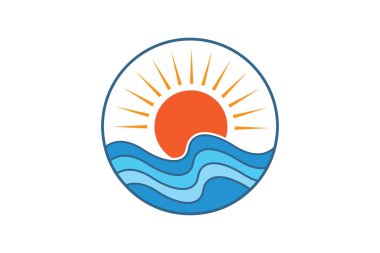 Vektör Güneş ve Dalga illüstrasyon logosu