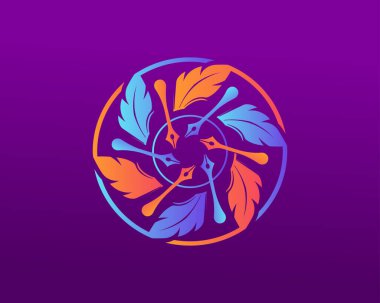 Minimalist vektör kalem gradyan logo şablonu