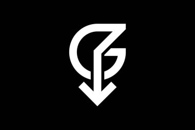 Minimal Awesome Moda Profesyonel Harf G Arrow Logo Tasarım Şablonu Siyah Arkaplan