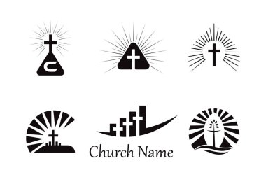 Kilise vektör logosu yaratıcı tasarım şablonu