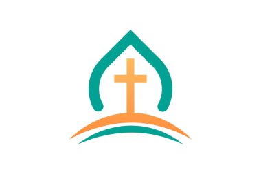 Vektör kilise Hıristiyan logosu tasarımı