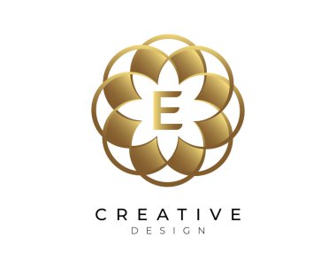 E Harfi Altın Logo Tasarım Şablonu