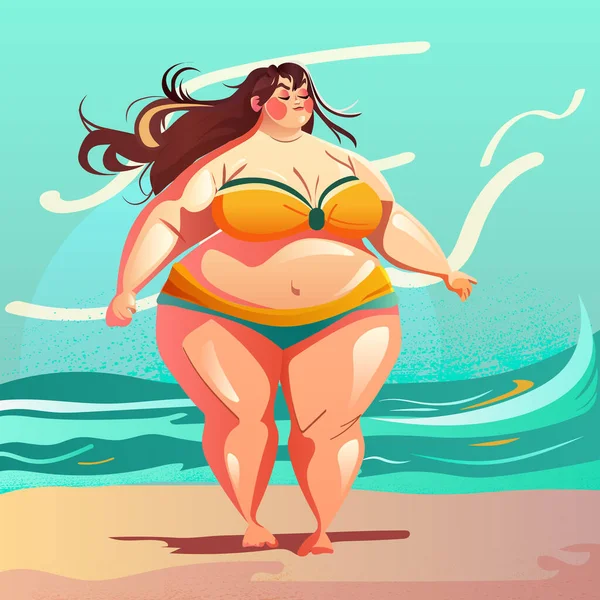 Charakter Körper Schönes Mädchen Strand — Stockvektor