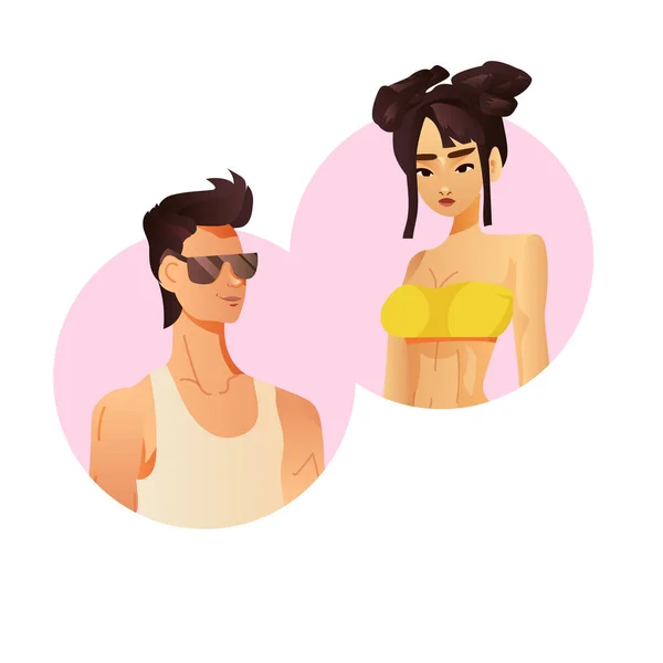 Havuz kenarında rahatla, karakterler, güzel kız, sahilde.