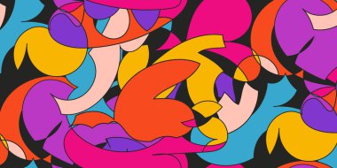 Geometrik desen. Parlak renkler. Karmaşık soyut şekiller. Kusursuz vektör desenleri.