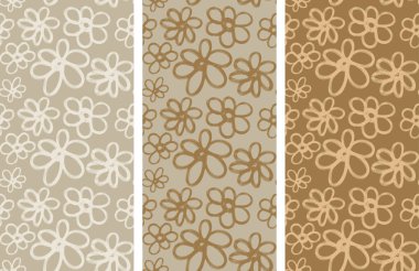 Çiçeksiz desen. Bir dizi vektör modeli. Topraksı renkler çizerek. Minimalizm.