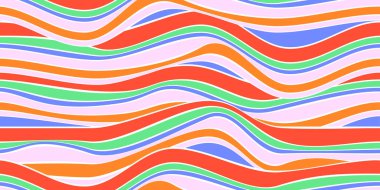 Abstract seamless pattern in retro 80s style. Fashionable background with smooth multi-colored lines. clipart