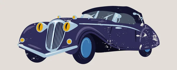 Retro Auto Let Vintage Car Vektorová Ilustrace Retro Texturou Plochý — Stockový vektor