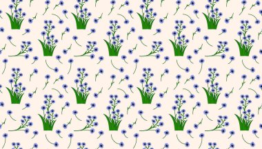 Kusursuz desenli, eski moda saç çiçeği desenli. Çizgi film mor çiçekleri olan vektör, soyut arkaplan.