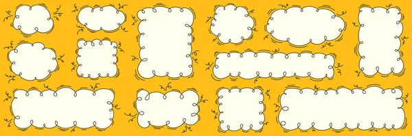 Cute Set Empty Speech Bubbles Retro Style Vector Illustration Hand — Stock Vector