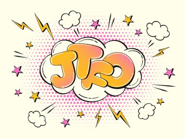 Yarım tonlu bulut şeklinde komik bir konuşma balonu. 