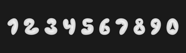 Белые шарики. Шарики гелия 3d номера для детских тем и праздников. Векторная иллюстрация реалистичные числа множеств от 1 до 0.