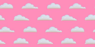 3D şişirilmiş bulutları içeren pürüzsüz desen canlı pembe arka plan çeşitli yaratıcı projeler için uygun retro balon tarzında dizayn edildi..