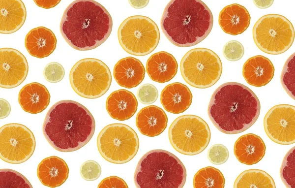 Background Made Citrus Slices Lemon Tangerine Orange Grapefruit Citrus Concept — Stock Photo, Image