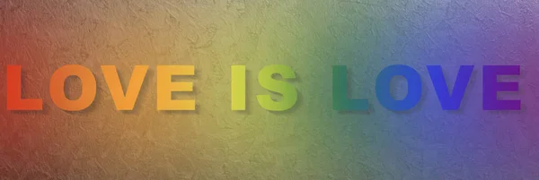 Χρώμα Rainbow Κείμενο Αγάπη Είναι Αγάπη Στην Υφή Του Τοίχου — Φωτογραφία Αρχείου