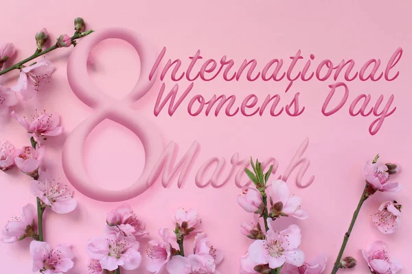 Idee Zum Internationalen Frauentag Blühender Ast Und Text März Isoliert lizenzfreie Stockbilder