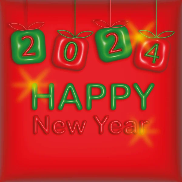 2024 New Year Celebration Concept Idea Inflate Effect Design Social — Stock Photo, Image