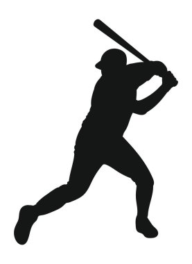 Beyzbol oyuncusu top vektör illüstrasyonuna vuruyor