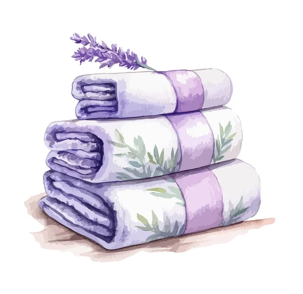 Handdukar Med Lavendel Clipart Isolerad Vektor Illustration — Stock vektor