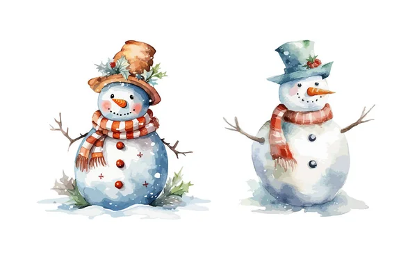 Snowman Clipart Odizolowany Wektor Ilustracji — Wektor stockowy