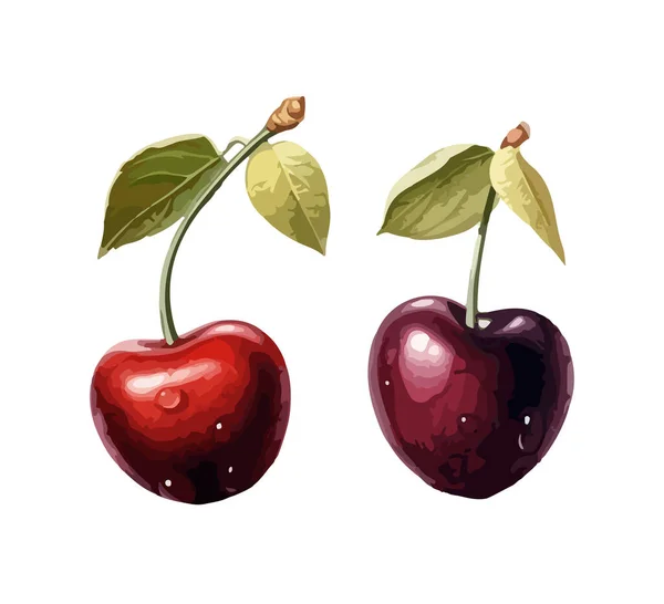 Cherry Clipart Ilustración Vectorial Aislada — Archivo Imágenes Vectoriales