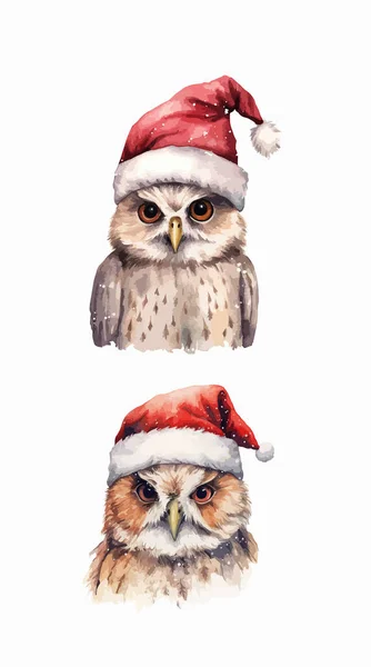 Clipart Búho Navidad Ilustración Vectorial Aislada — Archivo Imágenes Vectoriales