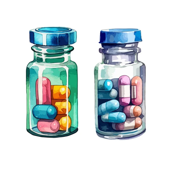 Bouteille Pilules Clipart Illustration Vectorielle Isolée — Image vectorielle