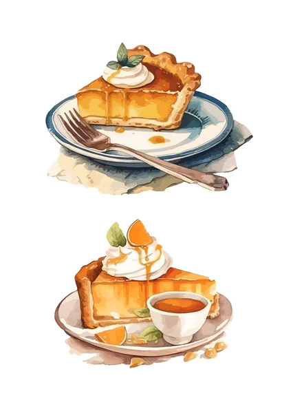 Pumpkin Pie Clipart Illustrazione Vettoriale Isolata — Vettoriale Stock
