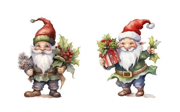 Navidad Gnome Clipart Ilustración Vectorial Aislado — Archivo Imágenes Vectoriales