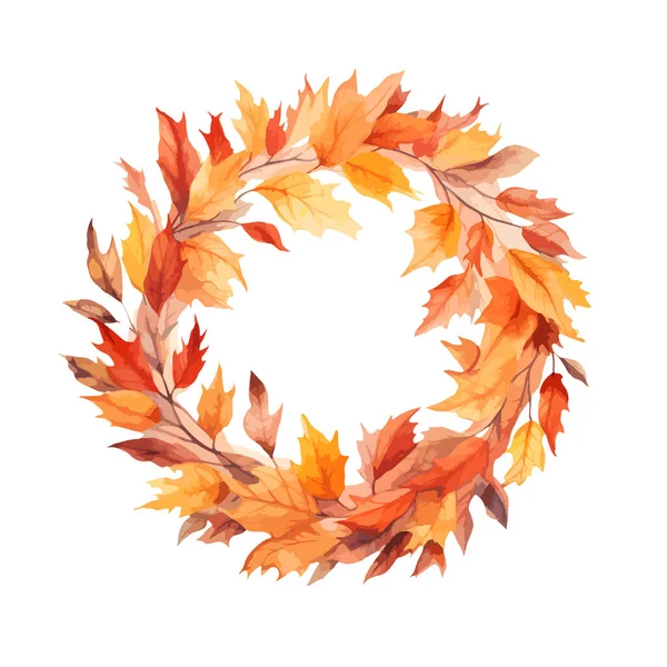Wreath Autumn Leaves Clipart Isolated Vector Illustration — Stock Vector
