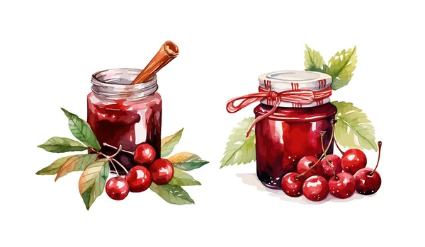 Cherry Jam Clipart Isolated Vector Illustration — Stock Vector
