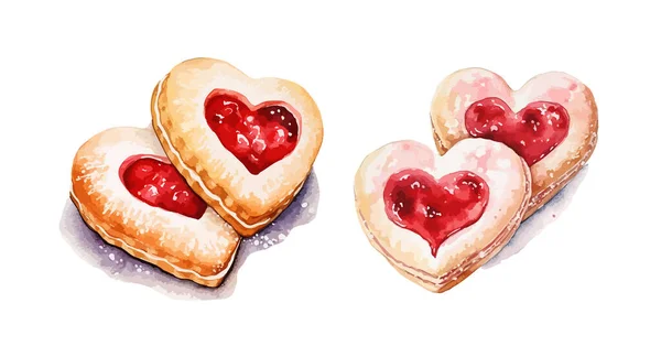 Coração Forma Biscoitos Clipart Ilustração Vetorial Isolado — Vetor de Stock
