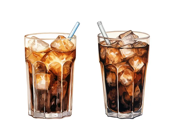 Soda Avec Clipart Glace Illustration Vectorielle Isolée — Image vectorielle