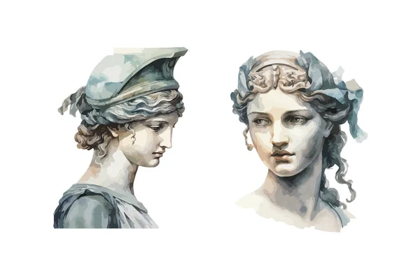 Diosa Griega Estatua Cara Clipart Ilustración Vectorial Aislado — Vector de stock