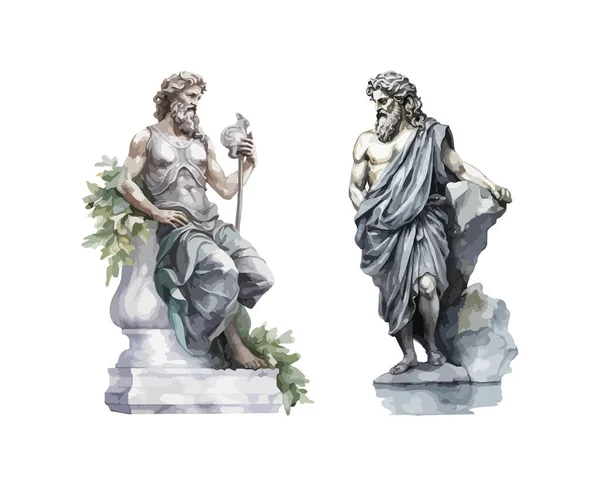 Cliparts Griechischer Götterstatuen Isolierte Vektorillustration — Stockvektor
