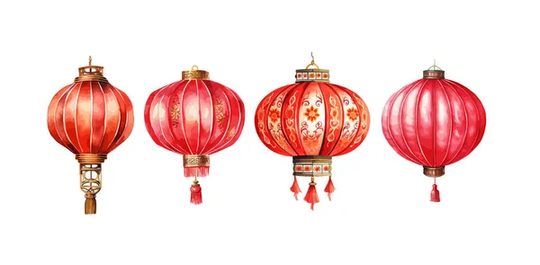 Clipart Lanterna Chinesa Ilustração Vetorial Isolado — Vetor de Stock