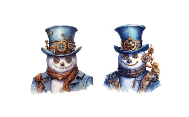 Steampunk Kardan Adam Clipart, izole vektör çizimi.