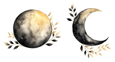 Watercolor Magic moon. Illustration clipart isolated on white background. clipart