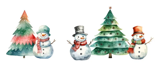 Watercolor Christmas tree. Illustration clipart isolated on white background.