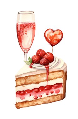 Watercolor dessert, Valentine's day. Illustration clipart isolated on white background.