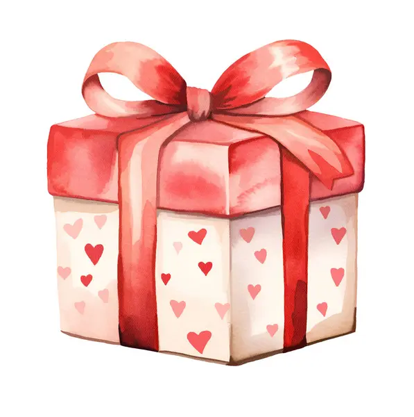 Watercolor Gift Valentine Day Illustration Clipart Isolated White Background — Stok fotoğraf