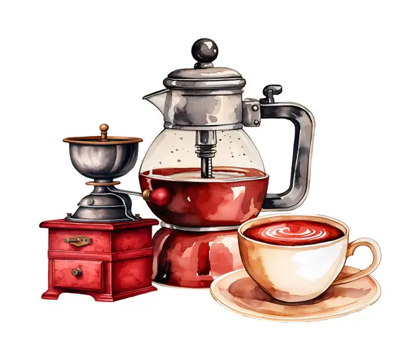 Watercolor Christmas coffee. Illustration clipart isolated on white background.