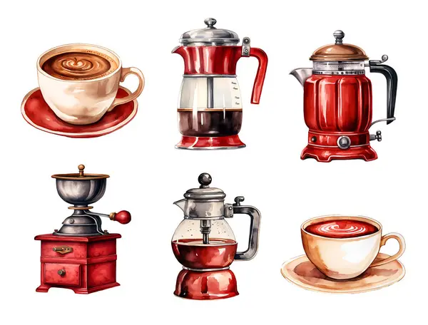 Watercolor Christmas coffee. Illustration clipart isolated on white background.