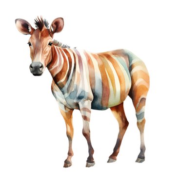 Watercolor Okapi. Illustration clipart isolated on white background. clipart