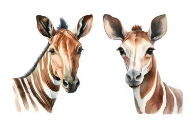 Watercolor Okapi. Illustration clipart isolated on white background. clipart